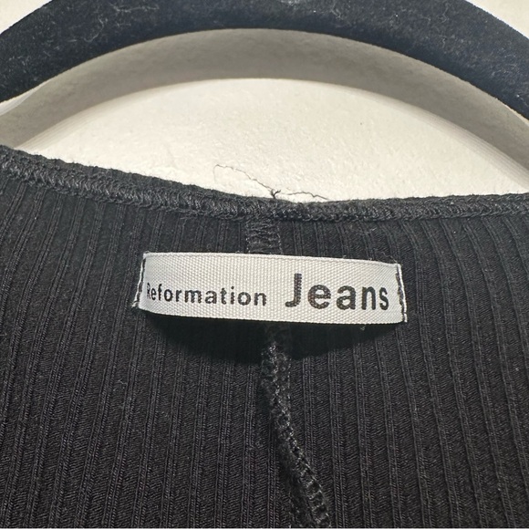 Reformation Jeans Margie Ribbed Mini Dress Black Small - Picture 5 of 7